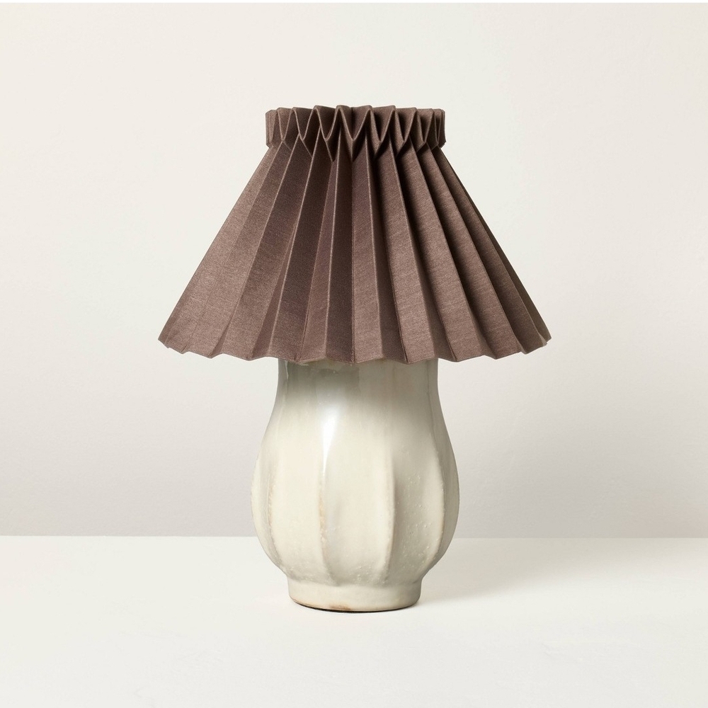 Hearth & Hand With Magnolia Ceramic with Brown Knife Pleat Shade Accent Table La
